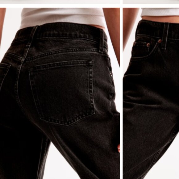 Abercrombie & Fitch The Baggy Low Rise (Curve Love) Jeans in Black 26 / 2R - Picture 4 of 4